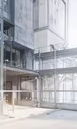 a building with lots of windows and a balcony
