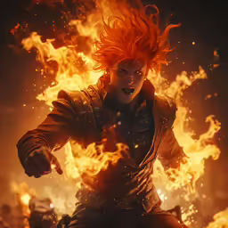 a man with a fire in his hair