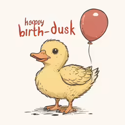 a ducky with a balloon saying happy birth - day