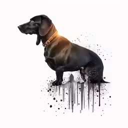 a black dog sitting on top of a piece of luggage