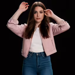 the young woman is posing for a photo