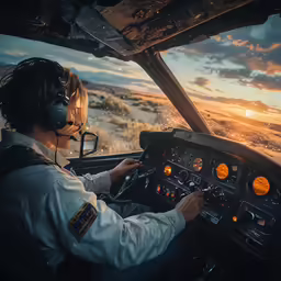 a pilot is in the cockpit of an airplane