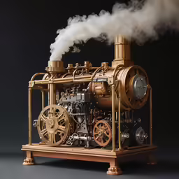 the wooden model is of a steam engine