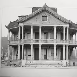 an old building has porchs and balconies