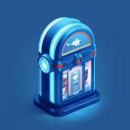 an illustration of a blue bank machine