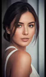 a beautiful woman with a short top and a white shirt