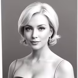 a beautiful woman with blonde hair wearing black dress