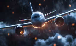 a big passenger jet that is flying over the clouds