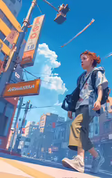 an image of a kid crossing the street