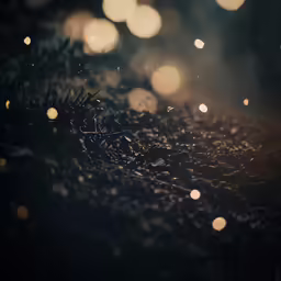 blurry image of sparklers and dots on dark background