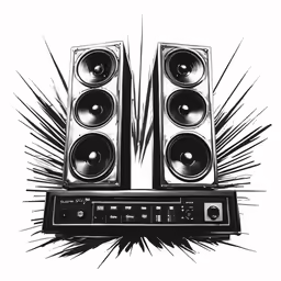 two speakers sitting on top of each other
