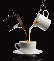 coffee being poured in a cup with a spoon