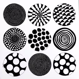 a poster with different designs on it,six circular design designs are shown on white paper