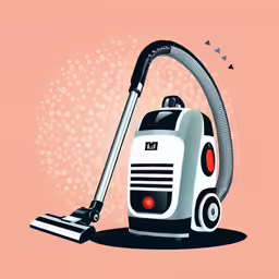 there is a white and black vacuum next to a pink background
