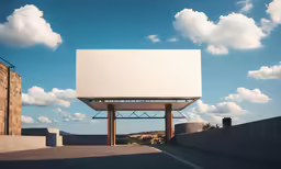 the big blank sign is above the street