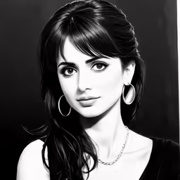 a drawing of a woman with long dark hair