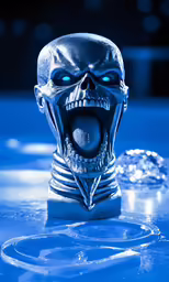 the silver skeleton has a weird expression on his face