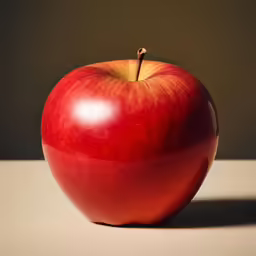 a bright red apple with one big apple