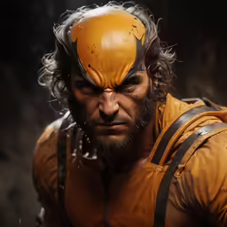 an old man in a leather outfit with long grey hair and massive head pieces