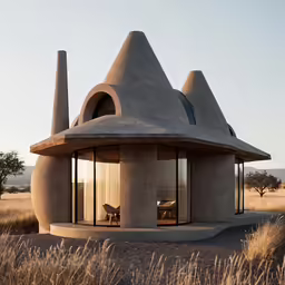 the building is made up of small pyramid shaped materials