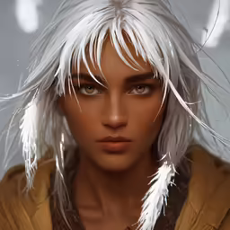 a rendering of a girl with white hair