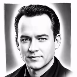 a black and white photo of a man in suit
