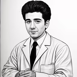 a drawing of a man with his arms crossed