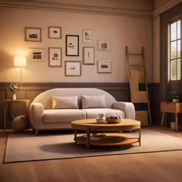 this room is mostly decorated and empty, except for the couch