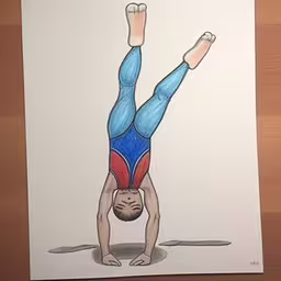 a hand drawn picture of a man doing yoga,a drawing of a person doing a handstand