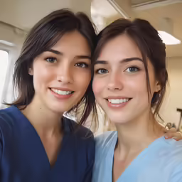 two women are smiling and taking a selfie