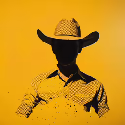 a silhouette of a man wearing a cowboy hat