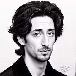 a man in black and white is in a black shirt