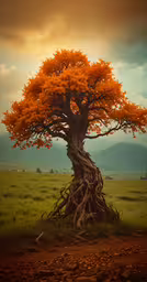 an orange tree with it