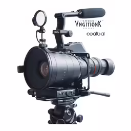 the camera is connected to its tripod on a tripod