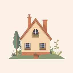 a single story house is shown in a flat style
