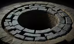 there is a brick structure with the light on