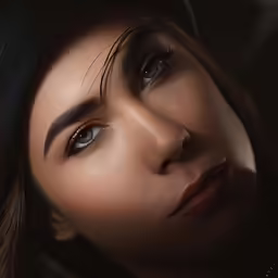 a beautiful woman with very long eyelashes and dark hair