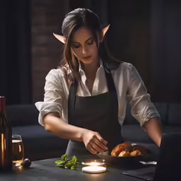 the woman is preparing the food on the table