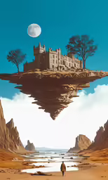 there is an surreal image with a person in front of him