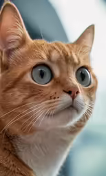 a cat with blue eyes looks up into the sky