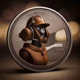 a character with a knife inside a circle