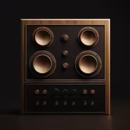 a small speaker with three speakers on top