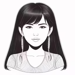 a black and white portrait of a woman with long hair