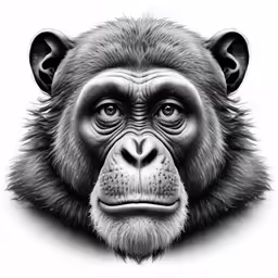 a black and white drawing of a monkey