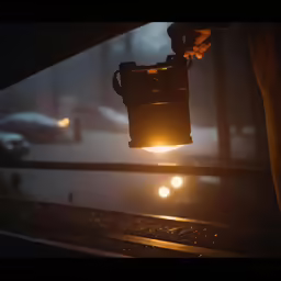 man holding a camera with a street in the background