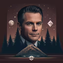 an oil painting of the face of a man wearing a suit and tie