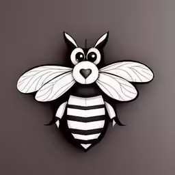 a drawing of a black and white bee