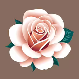 the illustration of a single white rose with three petals,a large flower with leaves sitting on top of it