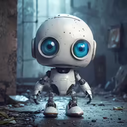 a close up of a robot figurine on the ground