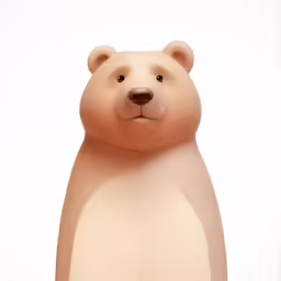 an orange teddy bear with a very large head